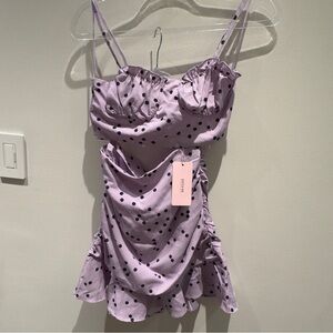 NWT- Katch Me Purple / Black Polka Dot Skirt Set Size Small